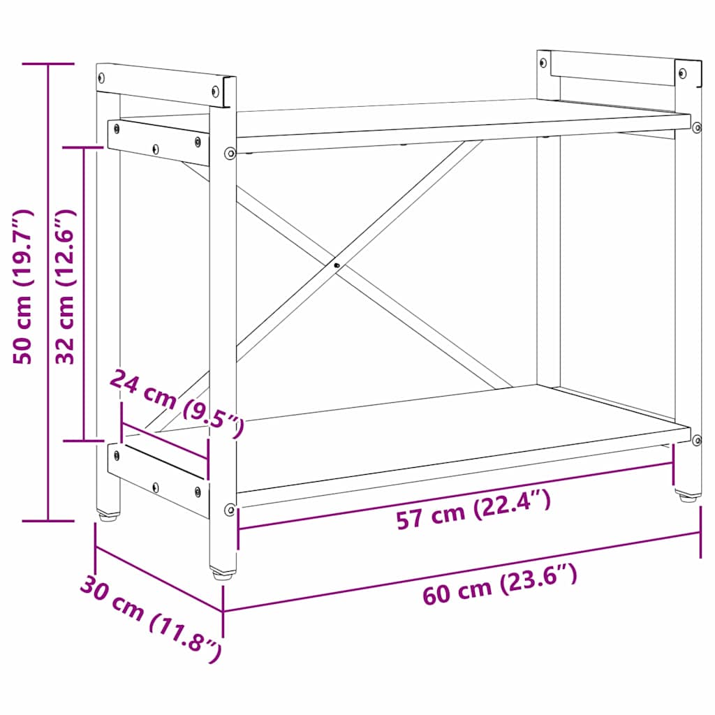 Bücherregal Altholz 60 x 30 x 48,5 cm Holzwerkstoff