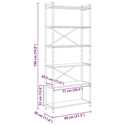 Bücherregal Sonoma-Eiche 80 x 30 x 188 cm Holzwerkstoff