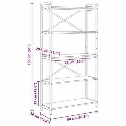 Bücherregal Räuchereiche 80 x 30 x 153 cm Holzwerkstoff