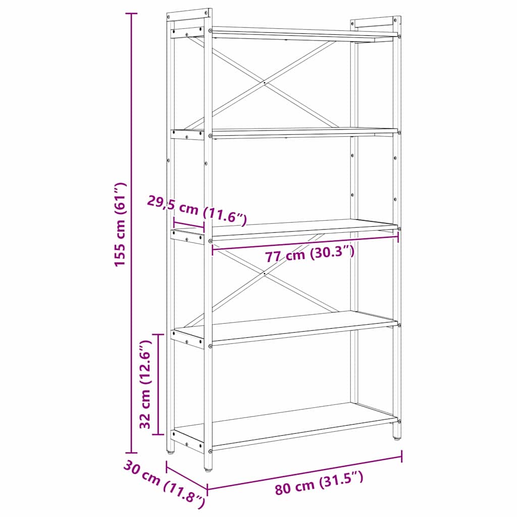 Bücherregal Altholz 80 x 30 x 153 cm Holzwerkstoff