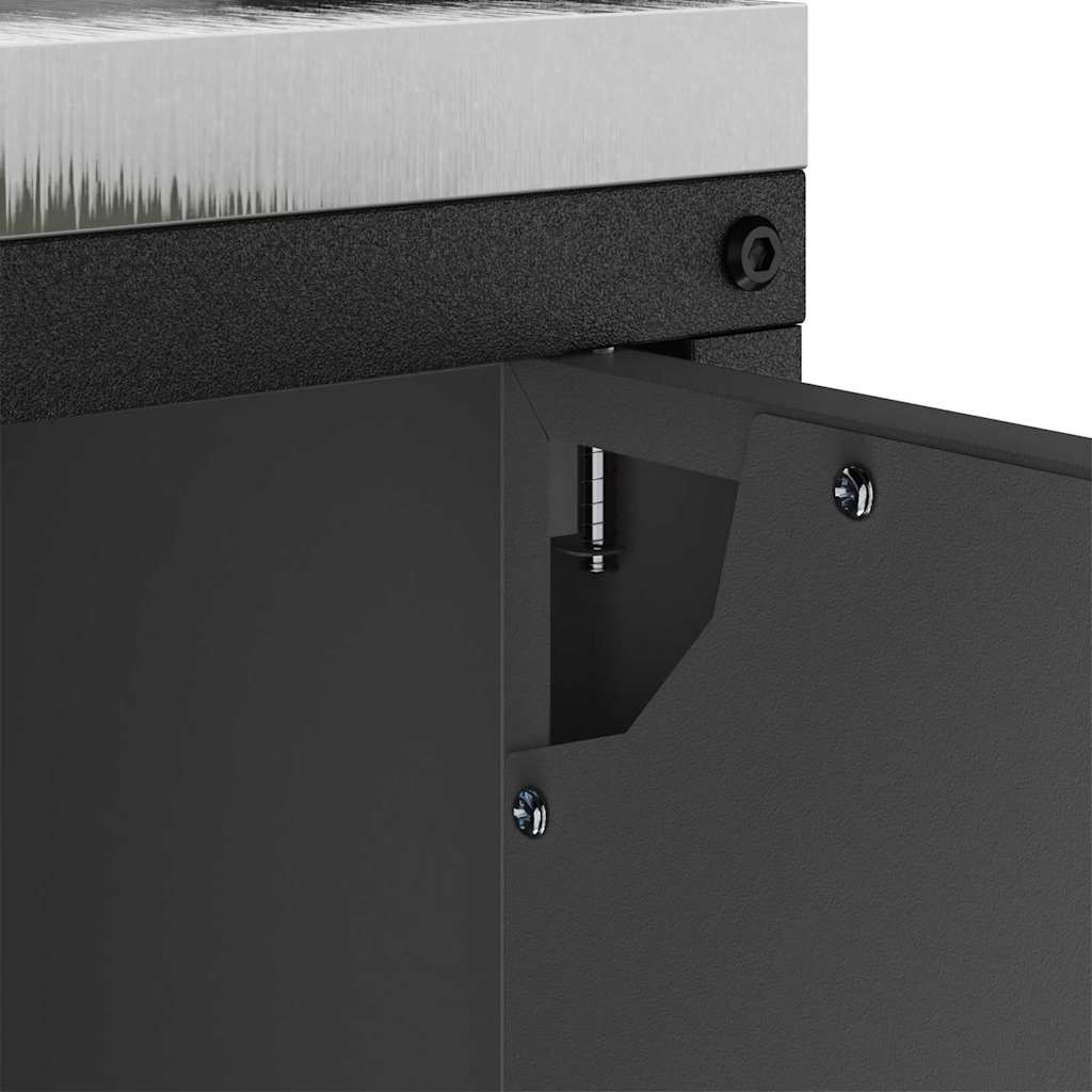 Küchenlagerregal mit Regal mit Speicher mit Tür Schwarz Stahl