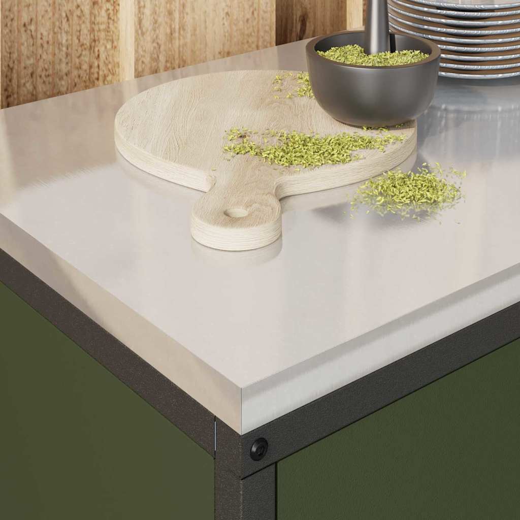 Küchenlagerregal mit Regal mit Speicher mit Tür Olivgrün Stahl