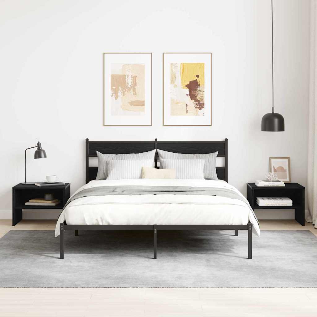 Nachttisch 2 pcs Schwarz Eichen-Optik 40 x 40 x 30 cm