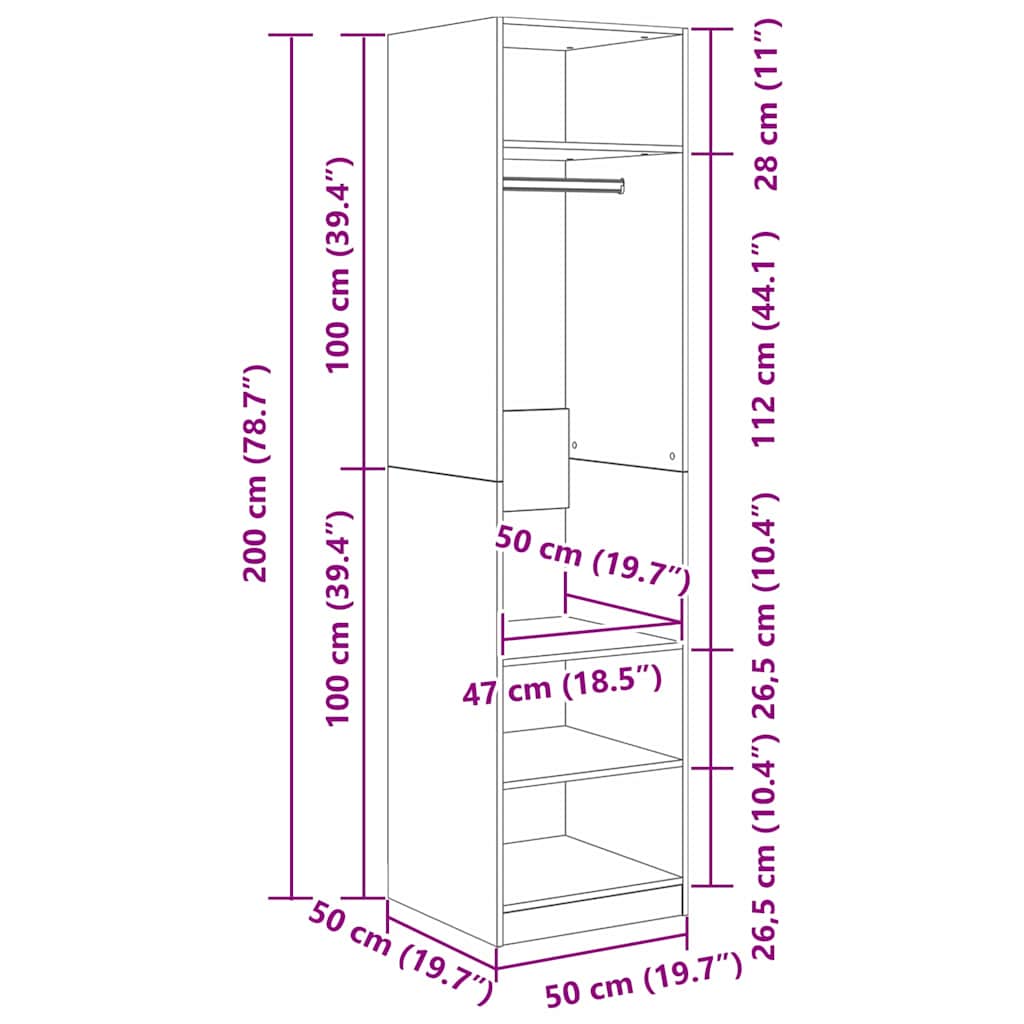 Kleiderschrank mit Regal mit Speicher Altholz Holzwerkstoff