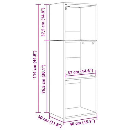 Bücherregal Schwarz Eichen-Optik 40 x 30 x 114 cm Holzwerkstoff