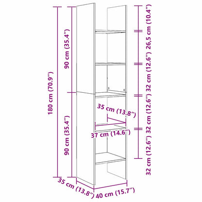 Bücherregal Altholz 40 x 35 x 180 cm Holzwerkstoff