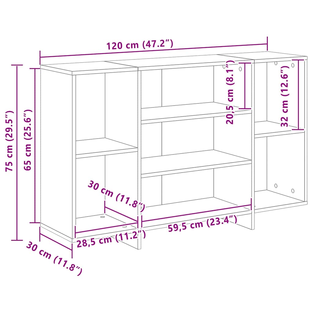 Sideboard Altholz 120 x 30 x 75 cm Holzwerkstoff
