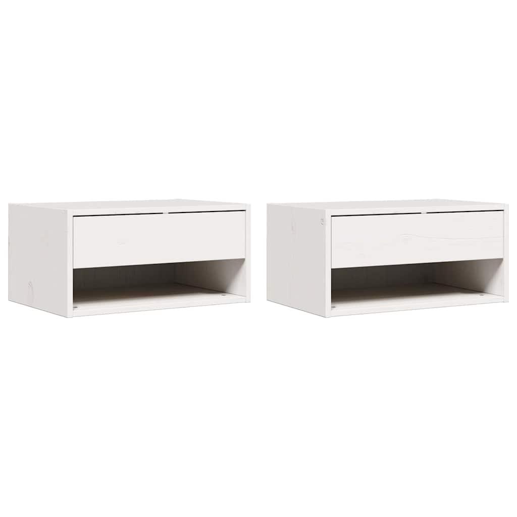 Nachttisch 2 pcs Weiß 50 x 32,5 x 24 cm Massivholz Kiefer