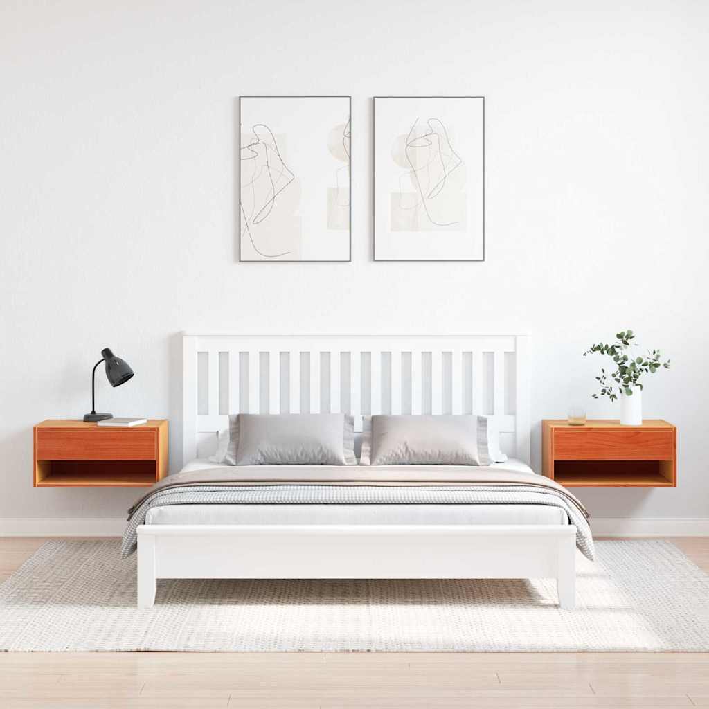 Nachttisch 2 pcs Wachsbraun 50 x 32,5 x 24 cm Massivholz Kiefer