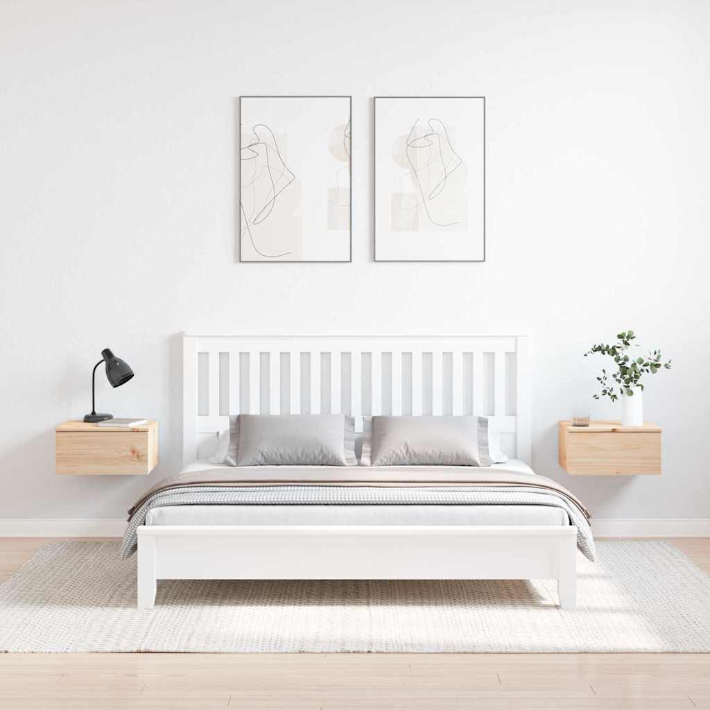 Nachttisch 2 pcs Braun 37 x 35 x 18,5 cm Massivholz Kiefer