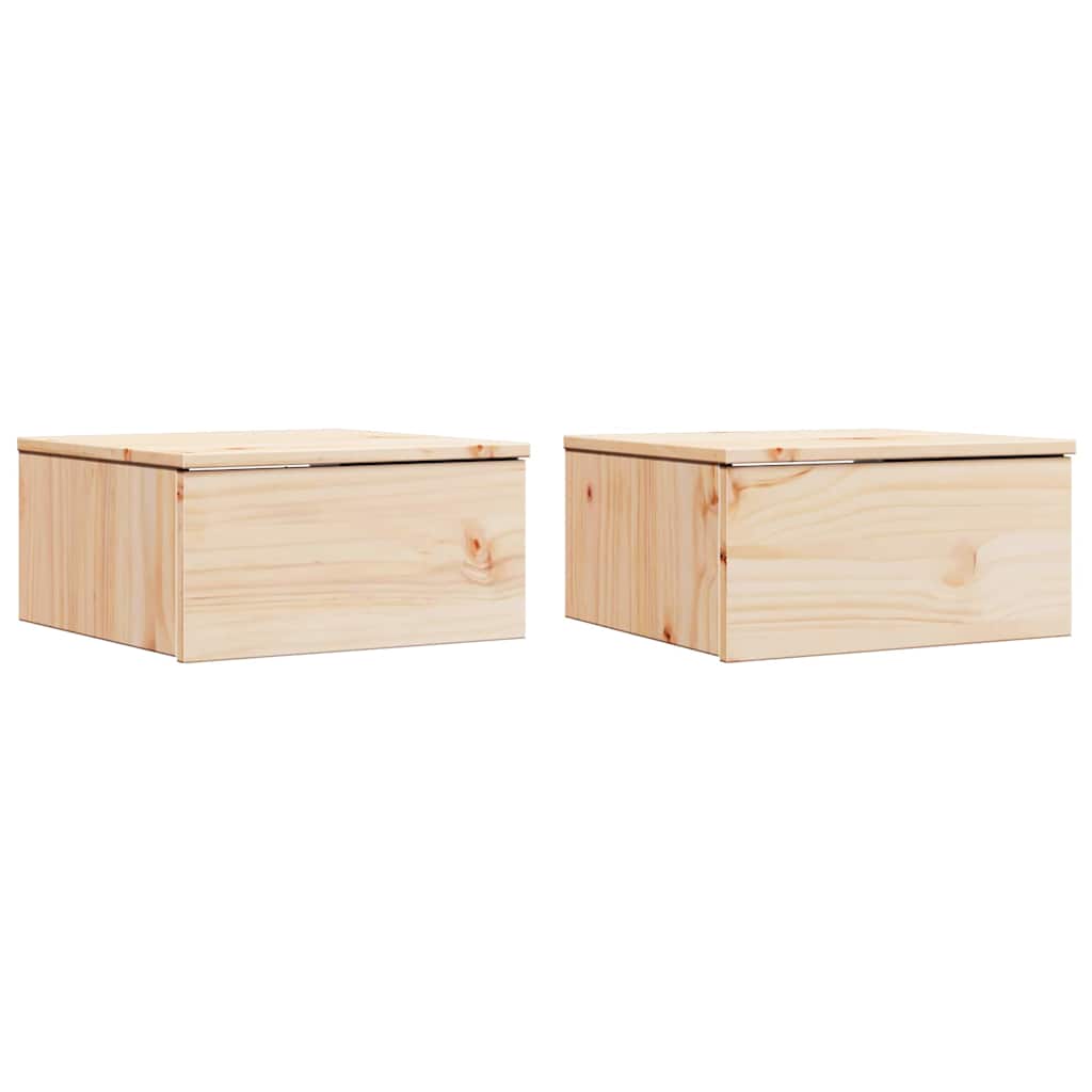 Nachttisch 2 pcs Braun 37 x 35 x 18,5 cm Massivholz Kiefer