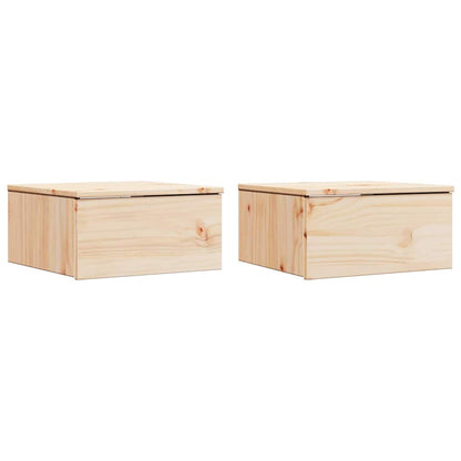 Nachttisch 2 pcs Braun 37 x 35 x 18,5 cm Massivholz Kiefer