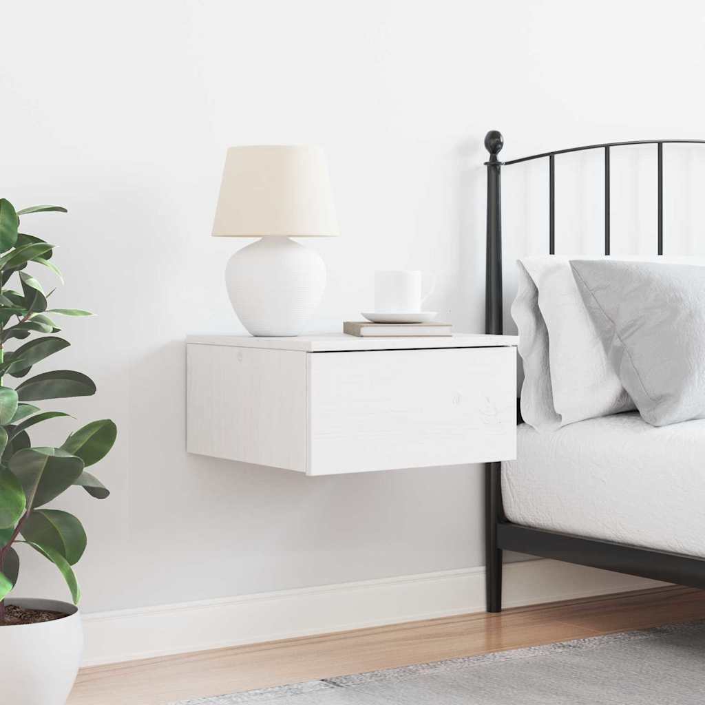 Nachttisch Weiß 37 x 35 x 18,5 cm Massivholz Kiefer