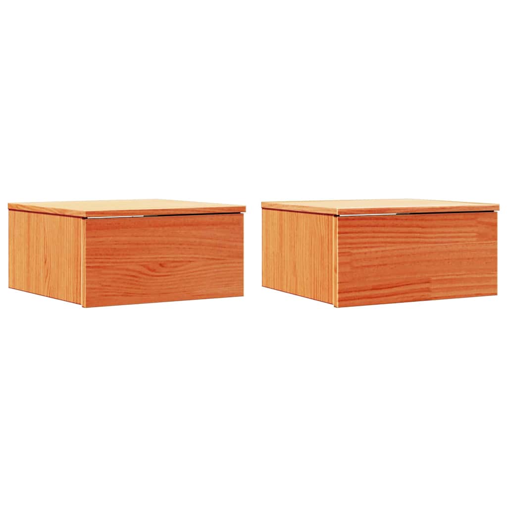 Nachttisch 2 pcs Wachsbraun 37 x 35 x 18,5 cm Massivholz Kiefer