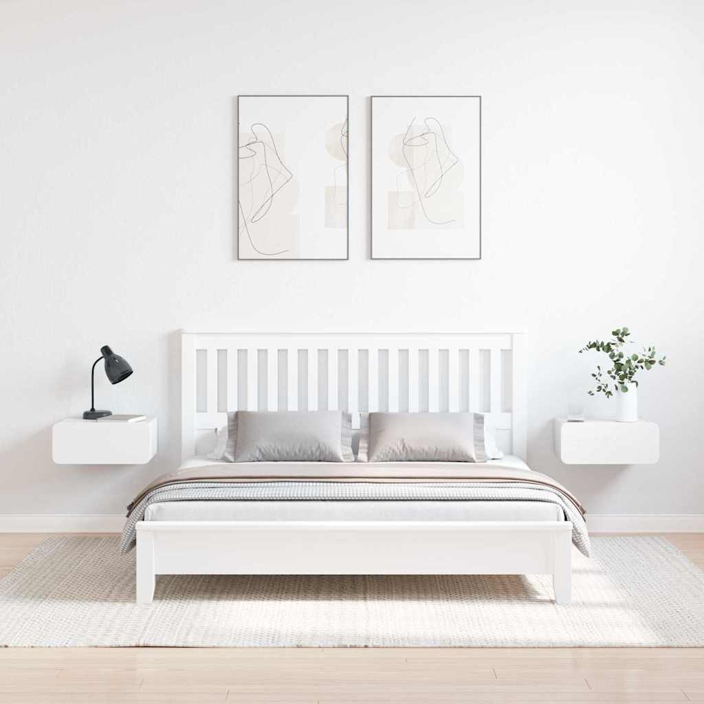 Nachttisch 2 pcs Weiß 39 x 34 x 16,5 cm Massivholz Kiefer