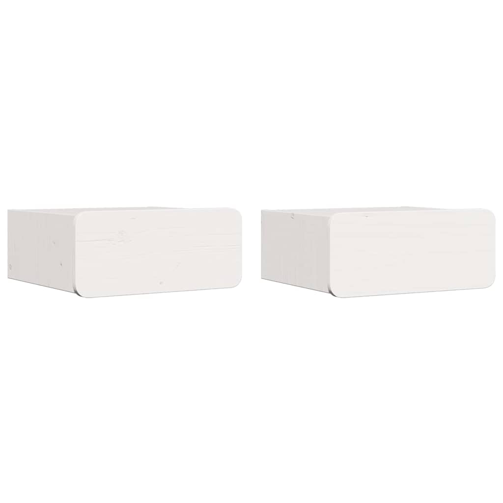 Nachttisch 2 pcs Weiß 39 x 34 x 16,5 cm Massivholz Kiefer