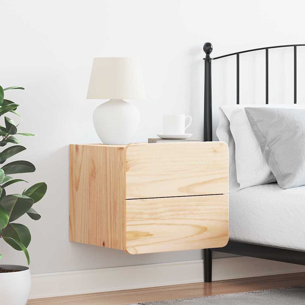 Nachttisch Wandmontiert Braun 39 x 34 x 33 cm Massivholz Kiefer