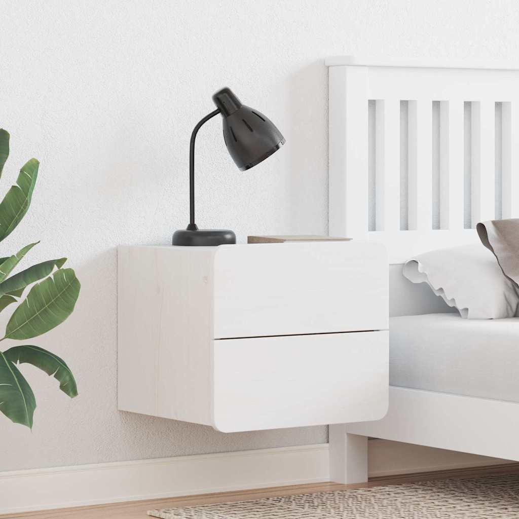 Nachttisch 2 pcs Weiß 39 x 34 x 33 cm Kiefer Massivholz