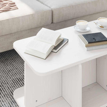 Couchtisch Weiß 80 x 39,5 x 33,5 cm Massivholz Kiefer