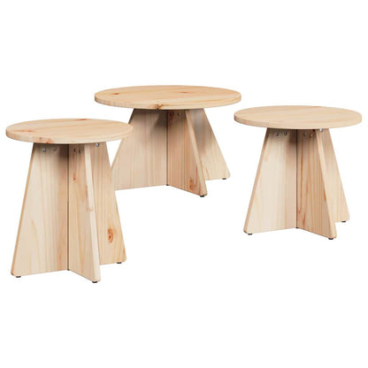 Couchtisch 3 pcs Natur 49 x 49 x 30 cm Massivholz Kiefer