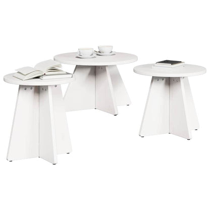 Couchtisch 3 pcs Weiß 49 x 49 x 30 cm Massivholz Kiefer