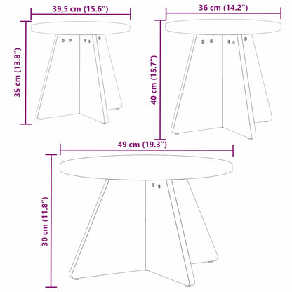 Couchtisch 3 pcs Wachsbraun 49 x 49 x 30 cm Massivholz Kiefer
