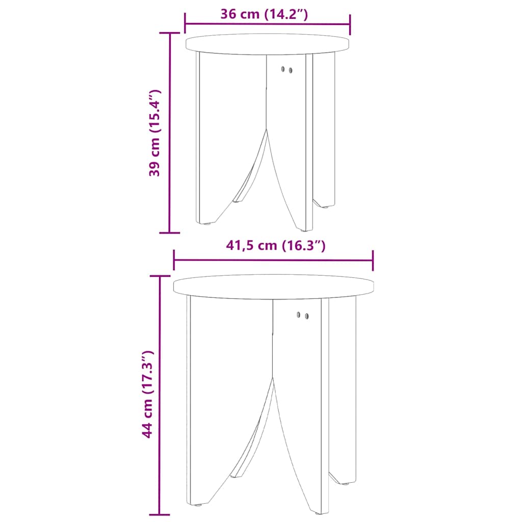Couchtisch 2 pcs Weiß 41,5 x 41,5 x 44 cm Massivholz Kiefer