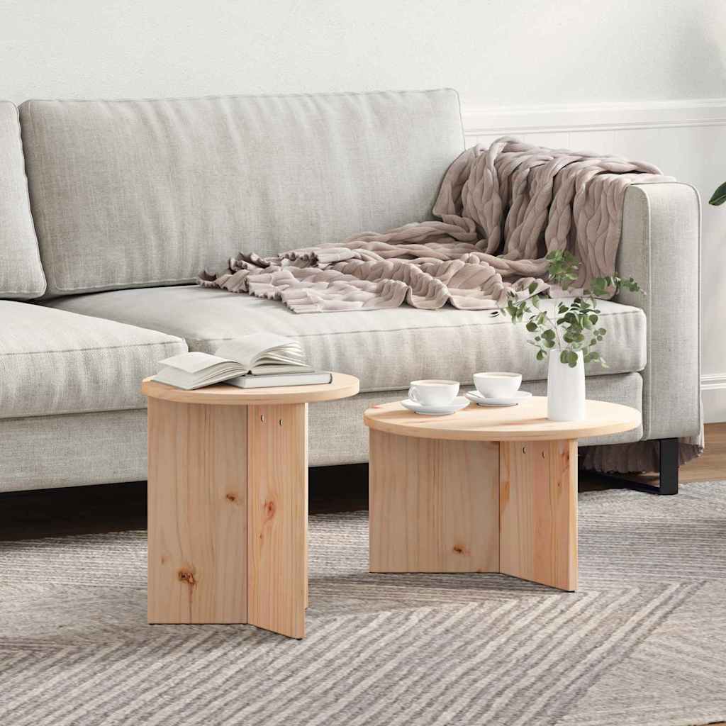 Couchtisch 2 pcs Natur 49 x 49 x 28 cm Massivholz Kiefer