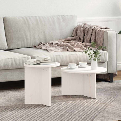 Couchtisch 2 pcs Weiß 49 x 49 x 28 cm Massivholz Kiefer