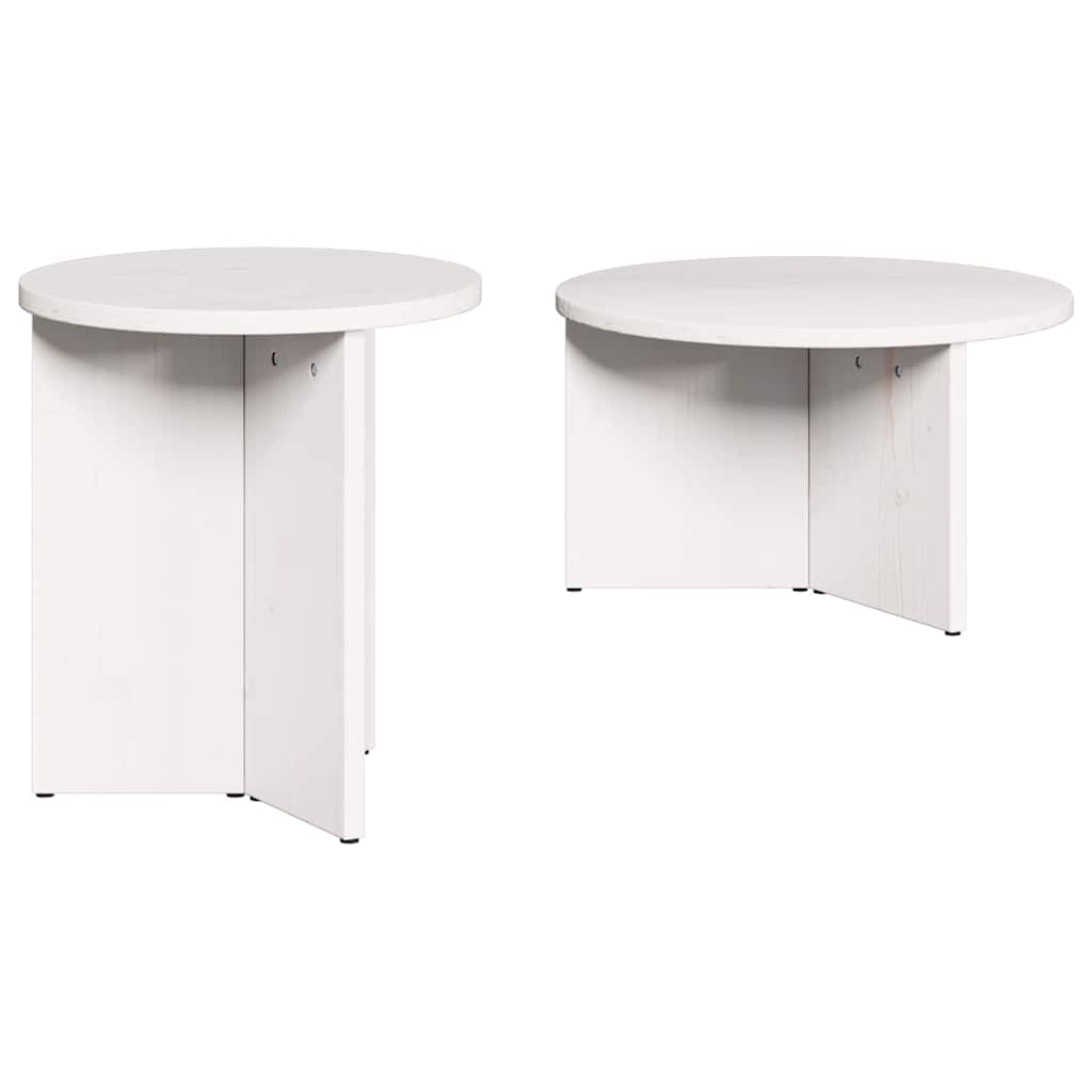Couchtisch 2 pcs Weiß 49 x 49 x 28 cm Massivholz Kiefer