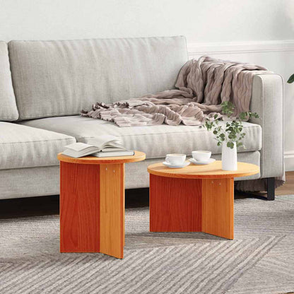 Couchtisch 2 pcs Wachsbraun 49 x 49 x 28 cm Massivholz Kiefer