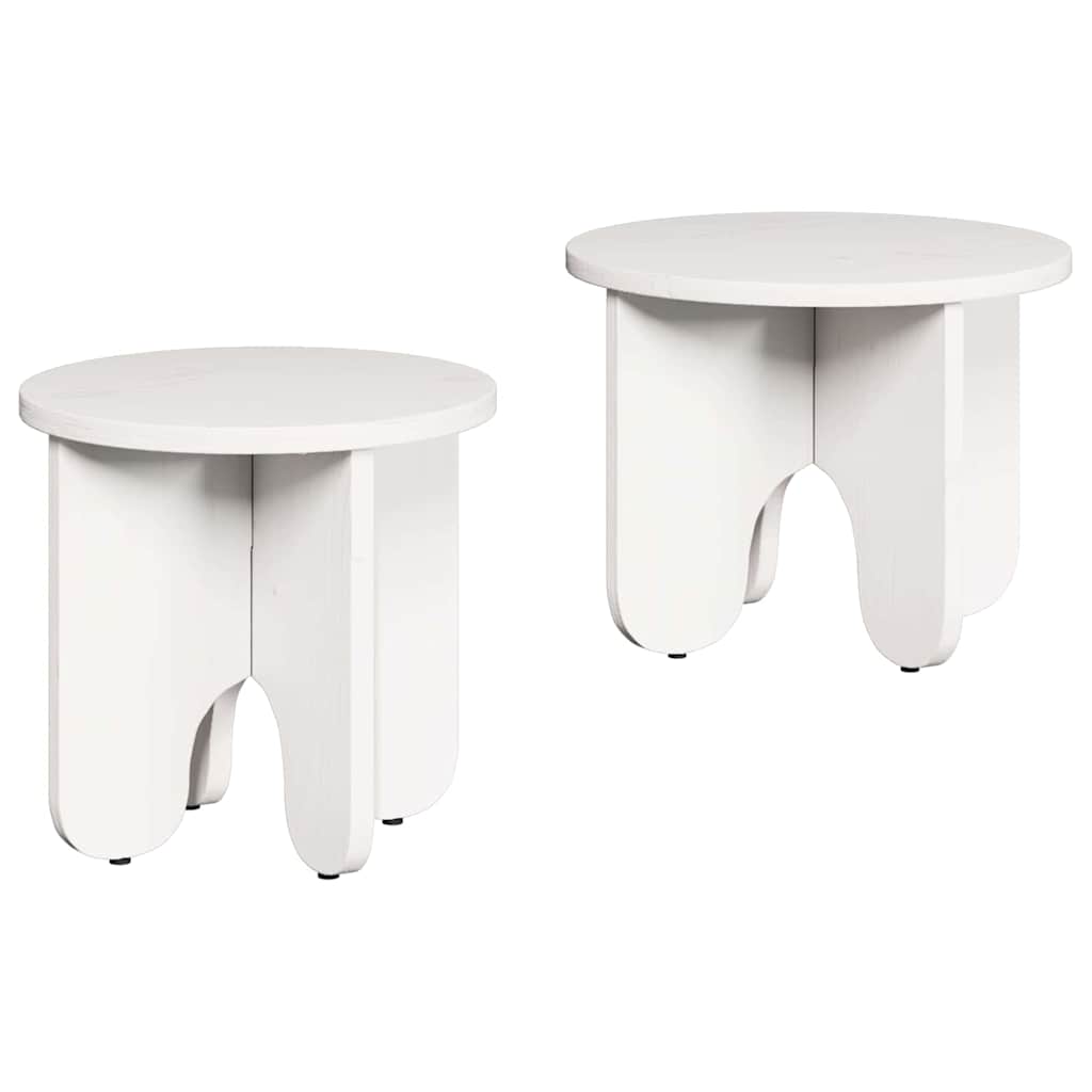 Couchtisch 2 pcs Weiß 39.5 x 39.5 x 30 cm Massivholz Kiefer