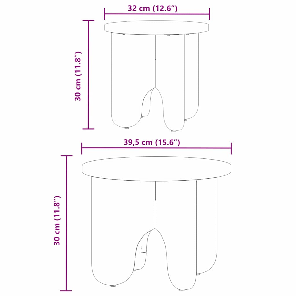 Couchtisch 2 pcs Weiß 39.5 x 39.5 x 30 cm Massivholz Kiefer