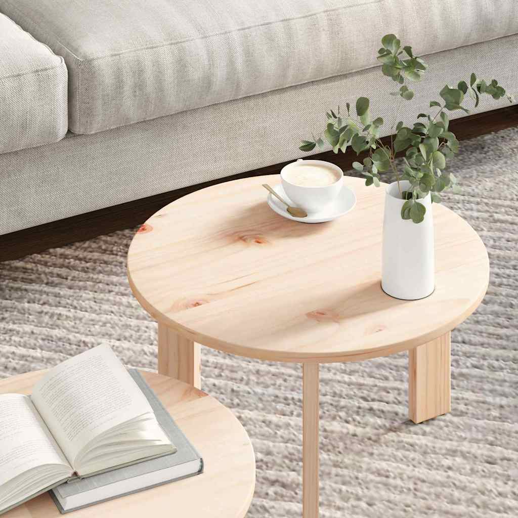 Couchtisch 2 pcs Natur 47,5 x 47,5 x 27 cm Massivholz Kiefer