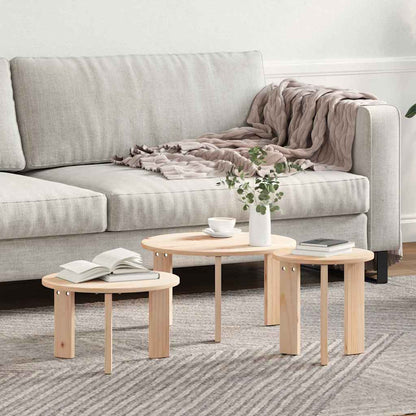 Couchtisch 3 pcs Natur 47,5 x 47,5 x 27 cm Massivholz Kiefer