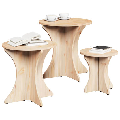 Couchtisch 3 pcs Natur 46 x 46 x 47 cm Massivholz Kiefer