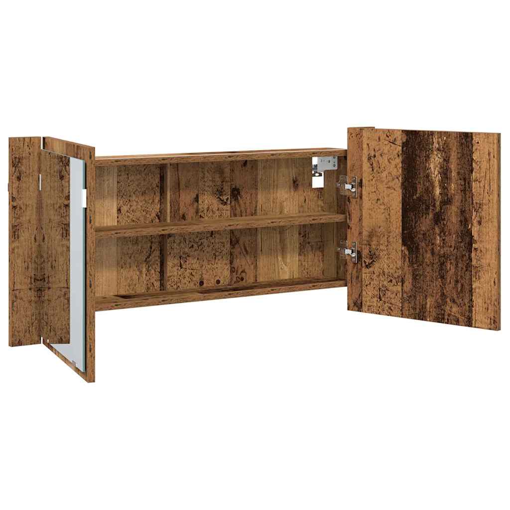 LED Spiegel-Schrank Altholz 100 x 12 x 45 cm Holzwerkstoff