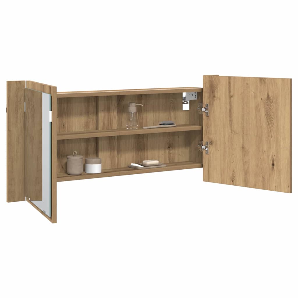 LED Spiegel-Schrank mit Regal Artisan-Eiche 100 x 12 x 45 cm