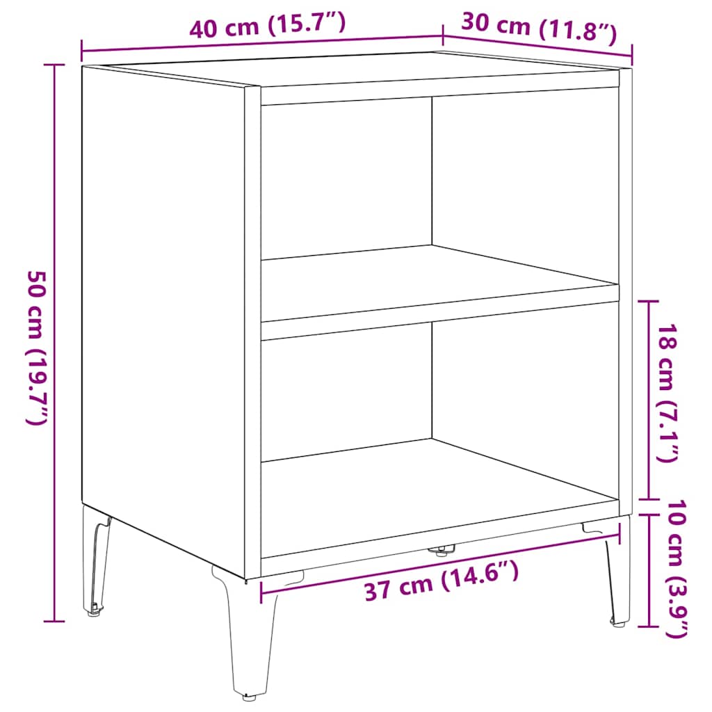 Nachttisch 2 pcs Schwarz Eichen-Optik 40 x 30 x 50 cm