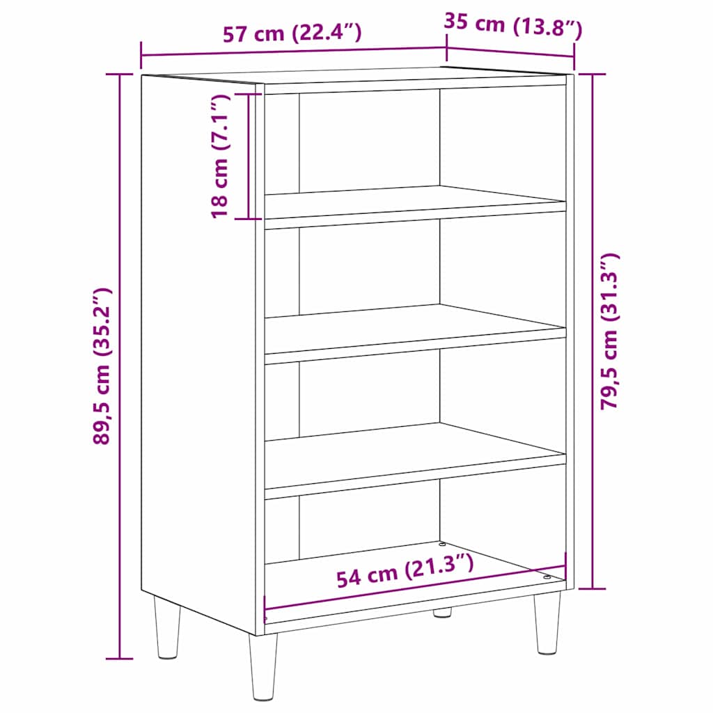 Sideboard Altholz 57 x 35 x 89.5 cm Holzwerkstoff