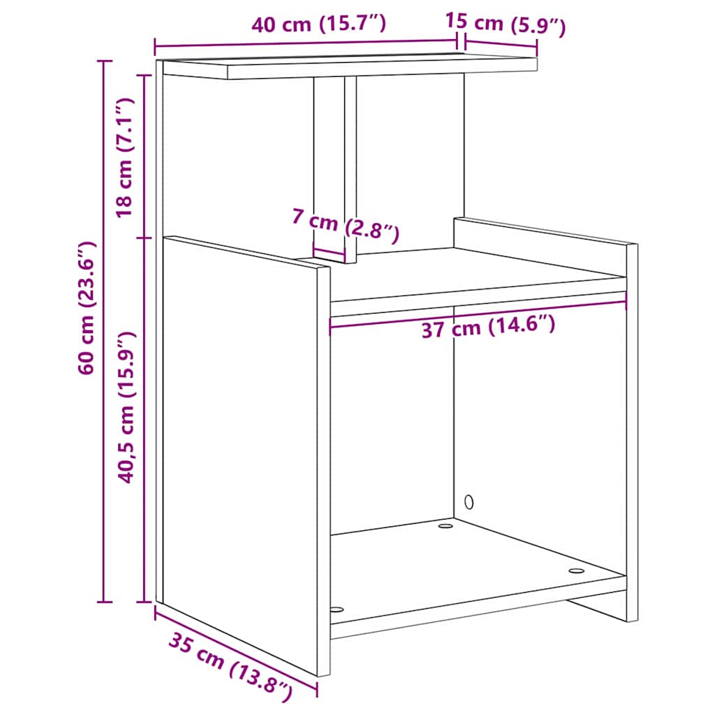 Nachttisch 2 pcs Artisan-Eiche 40 x 35 x 60 cm Holzwerkstoff