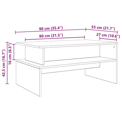 Couchtisch Schwarz Eichen-Optik 90 x 55 x 42,5 cm Holzwerkstoff