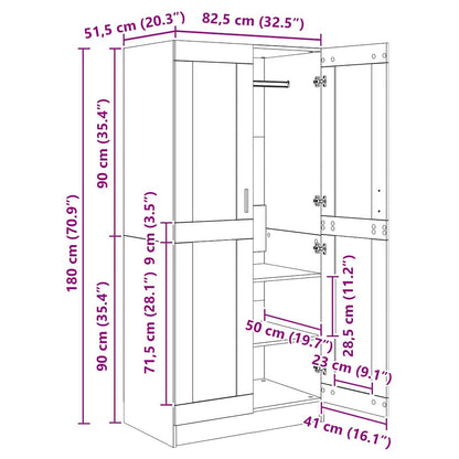 Kleiderschrank Artisan-Eiche 82,5 x 51,5 x 180 cm Holzwerkstoff