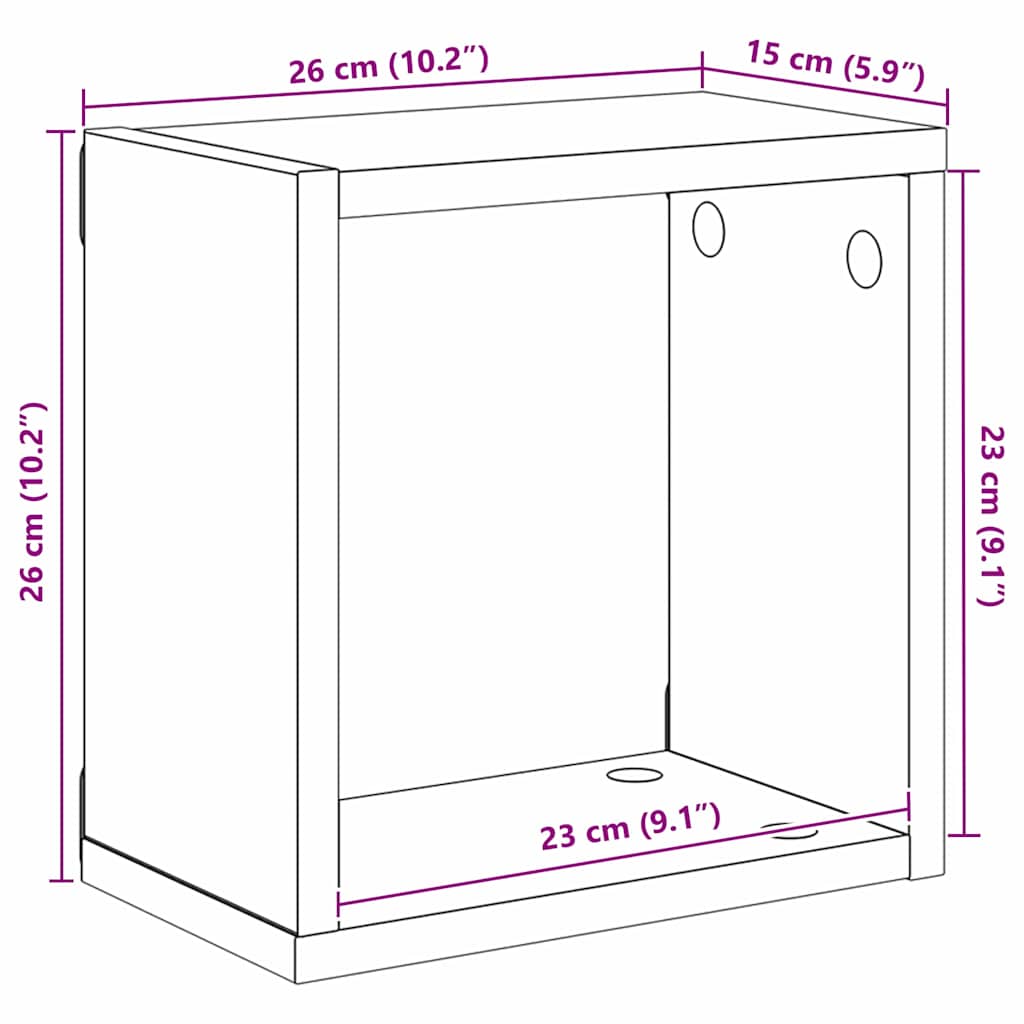 Wandregale 2 pcs Artisan-Eiche 26 x 15 x 26 cm Holzwerkstoff