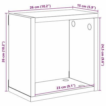 Wandregale mit Regal 4 pcs Schwarz Eichen-Optik 26 x 15 x 26 cm