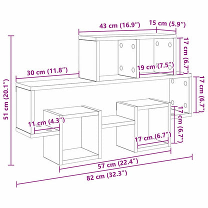 Wandregal mit Regal Altholz 82 x 15 x 51 cm Holzwerkstoff