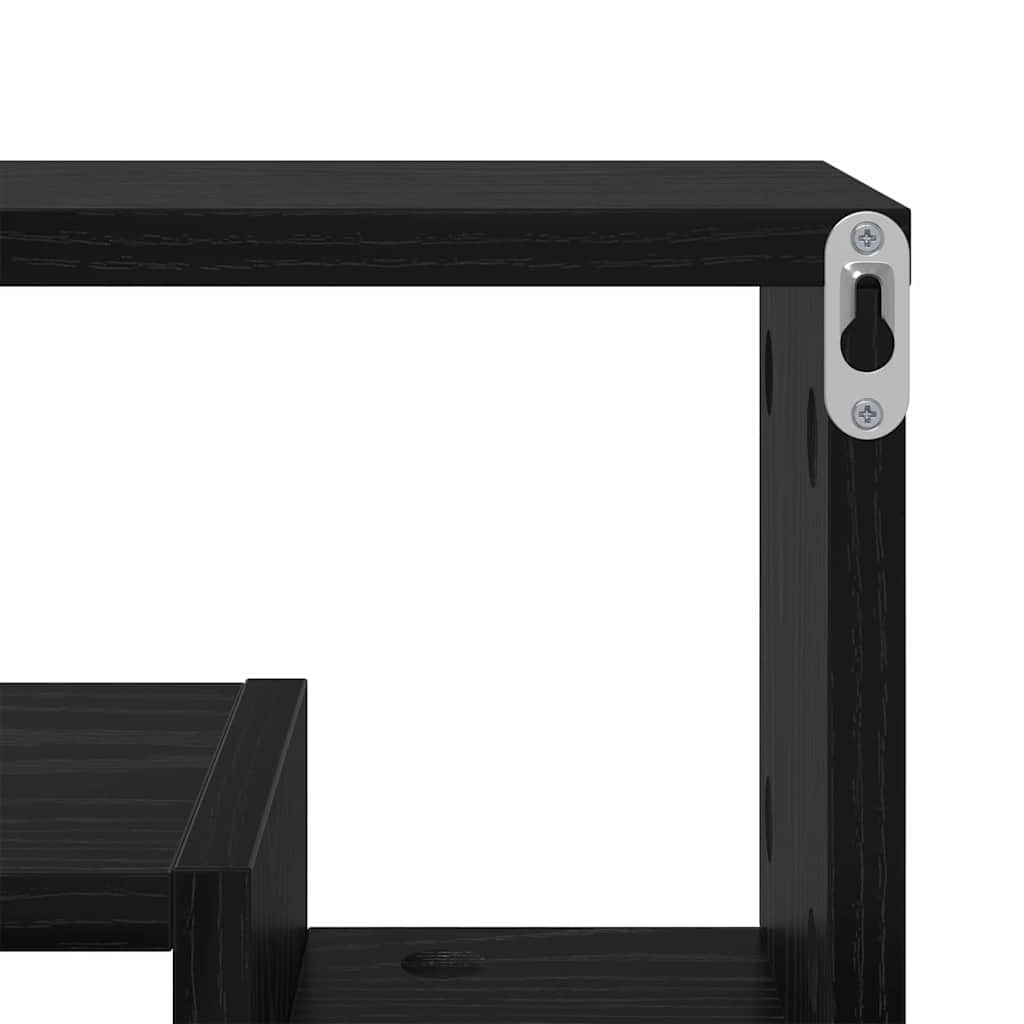 Wandregal Schwarz Eichen-Optik 82 x 15 x 51 cm Holzwerkstoff