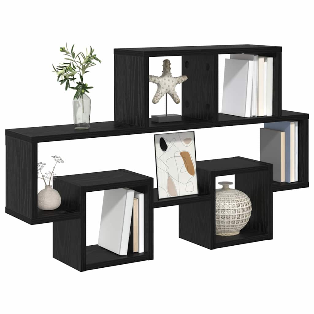 Wandregal Schwarz Eichen-Optik 82 x 15 x 51 cm Holzwerkstoff