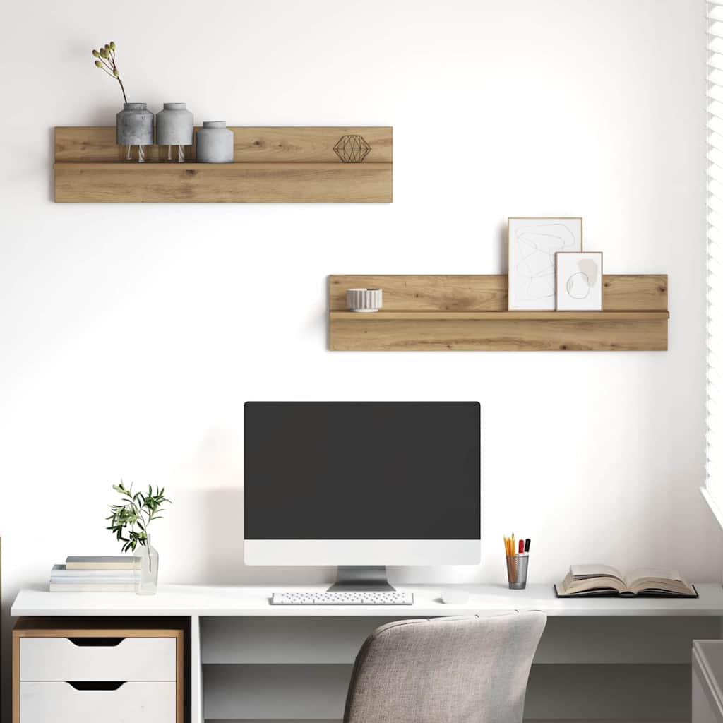 Wandregale 2 pcs Artisan-Eiche 80 x 11.5 x 18 cm Holzwerkstoff