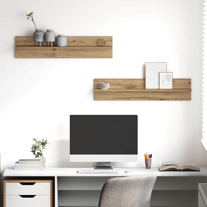 Wandregale 2 pcs Artisan-Eiche 80 x 11.5 x 18 cm Holzwerkstoff